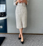 Coner Tweed Split Skirt