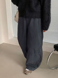 Hebender Stitch Patch Cotton Banding Wide Pants