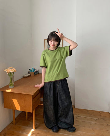 Yand Summer Raw Denim Wide Pants