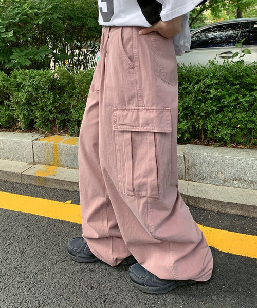 【BAON】[unisex] Tarki pintuck pigment wide cargo pants 0006_ebd3ca93-c78d-4e6e-9d49-