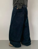Hendelo Star Rivet Embroidery Balloon Denim Wide Pants
