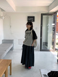Fruity ribbon banding cargo flare long skirt