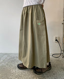 Tomou banding patch cargo cotton long skirt