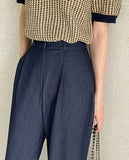 Ellie Pintuck Wide Denim Slacks