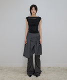 Asymmetrical Draped Roll-Up T-Shirt
