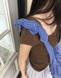 Toring Check Shirring Ribbon Shoulder Cross Bag