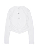 DOUBLE BUTTON SHIRRING CARDIGAN