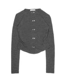 DOUBLE BUTTON SHIRRING CARDIGAN