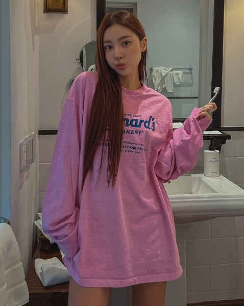 【U LAN】Leo Pigment Printed Long Sleeve U LAN (ユーラン) - レオピグメントプリンティング長袖Tシャツ