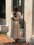 Chocolate Layered Knit Long Skirt Two-Piece