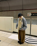 Femo back banding brushed cotton wide pants