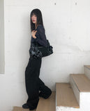 Tommy Stud Zipper Leather Shoulder Bag