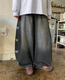 Hatori Washing Heart Balloon Wide Denim Pants
