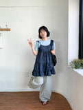Yubun Denim Tiered Sleeveless Layered One Piece
