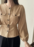 Deca Peplum Trench Jacket Blouse (Belt Set)
