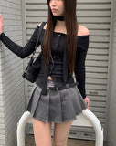 In-the-Low Belt Pleated Skirt Pants