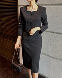 Serzel Tweed Slit Skirt