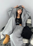 BUTTON OVERSIZED HOODIE ZIP-UP