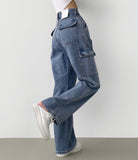American Casual Cargo Pocket Classic Long Wide Denim Pants