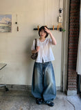 Henville Washing Denim Balloon Wide Pants