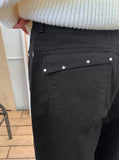 Enen Star Rivet Wide Cotton Pants