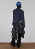 (Brushed) LAYERED CHECK UNBALANCE SKIRT
