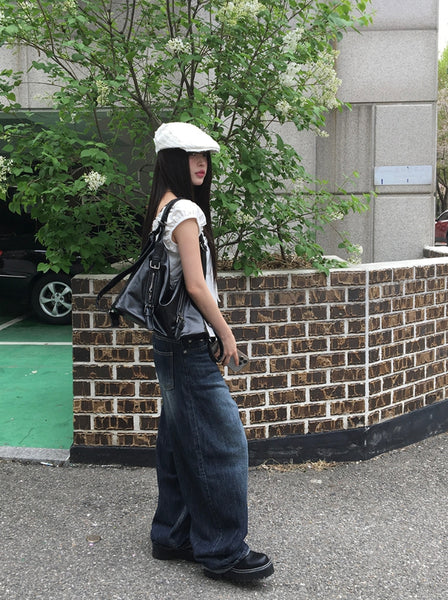 【Anyone more】Rickle Summer Wide Denim Washing Pants Anyone more (エニワンモア) -リックルサマーワイドデニム