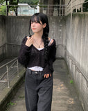 Center Hood Crop Cardigan