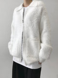 MOHAIR POCKET ZIP-UP