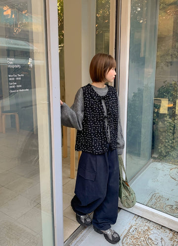 Hinte Curved Banding Cargo Balloon Wide Pants