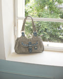 Chaper Rivet Buckle Leather Shoulder Bag