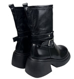 (6.5 cm) Buckle Round Spandex Platform Sole Walker