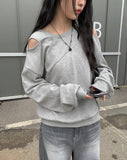Joying Shoulder Slit Sweatshirt