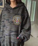 American embroidery camo overfit hoodie