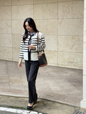 Derons Color Matching Stripe Knit Cardigan Jacket