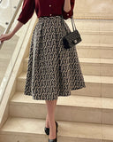 Elian Jacquard Pattern Flare Banding Skirt