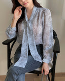 Alena Toile Chiffon Tie Blouse