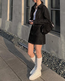 Dobby Black Denim Crop Jacket