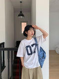 Tomt Number Printing Over Short Sleeve Tee