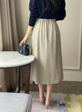 Yuloy Unbalanced Wrap Pleated Banding Long Skirt