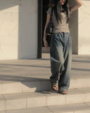 Corey washing denim wide pants