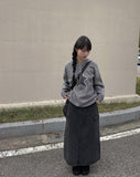 Fury Black Denim Cargo Long Skirt