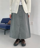 Kiomi slit cotton long skirt
