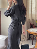 Rislow Collar Shirt Wrap Dress