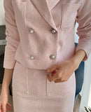 Elisa tweed slit skirt