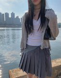 Catty strap pleats mini skirt