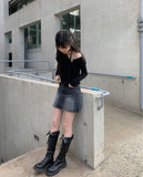 Shino Washing Denim Mini Skirt