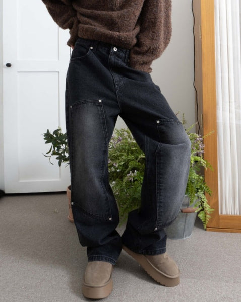 【WOOHWA】CARF BLACK DENIM PT WOOHWA (ウーファ) - カーフブラックデニムパンツ / CARF BLACK
