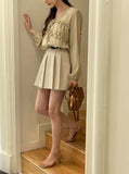 Abeto Pleated Mini Skirt Pants (Belt Set))
