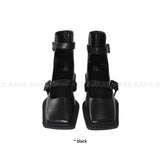 SQUARE STRAP ANKLE BOOTS
